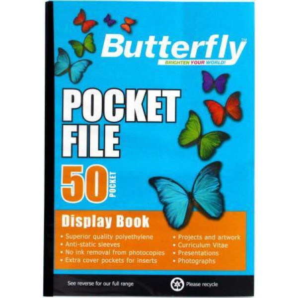 FLIP FILE DISPLAY BOOK 50 PAGES BUTTERFLY