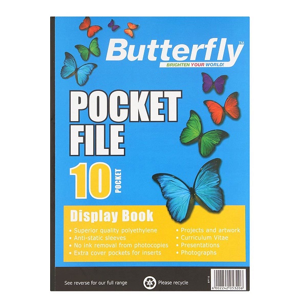 DISPLAY BOOK BUTTERFLY  A4  10 PKTS
