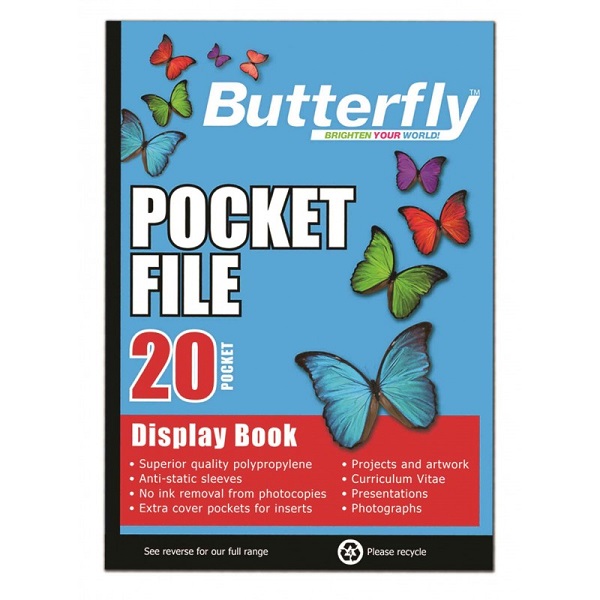 FILE DISPLAY BOOK, BUTTERFLY A4 20PKS SET OF 2