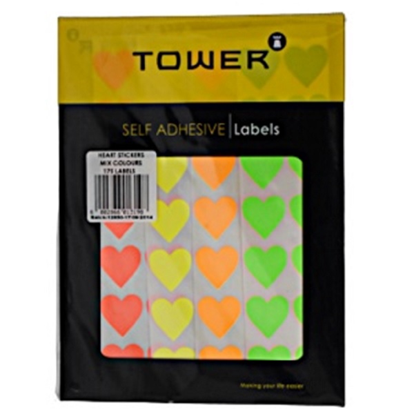 Label, Heart Stickers, Mix Colours, 175 QTY