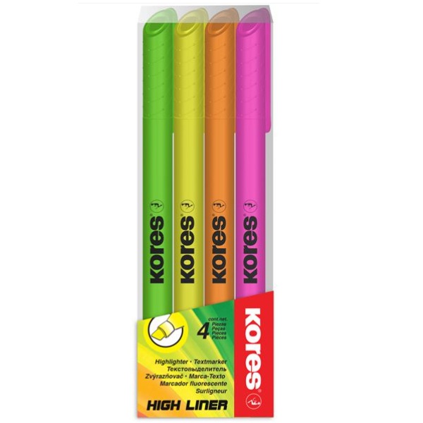 HIGHLIGHTER, PACK OF 4, KORES